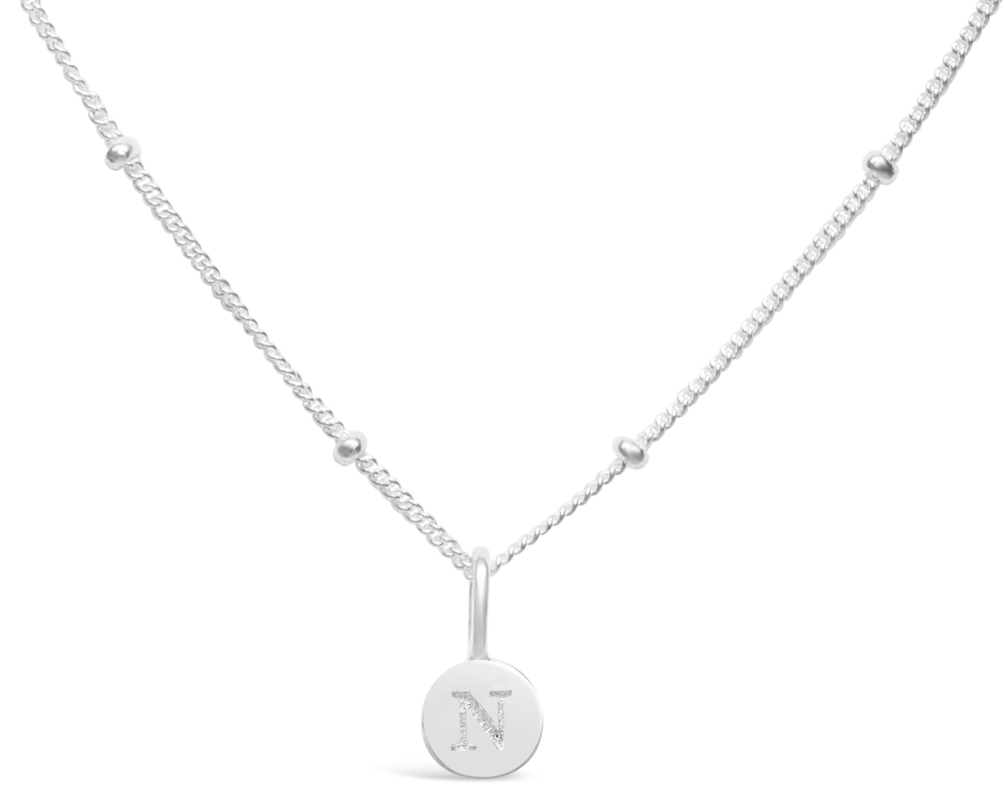 Love Letters Mini Disk Letter Necklace "N"