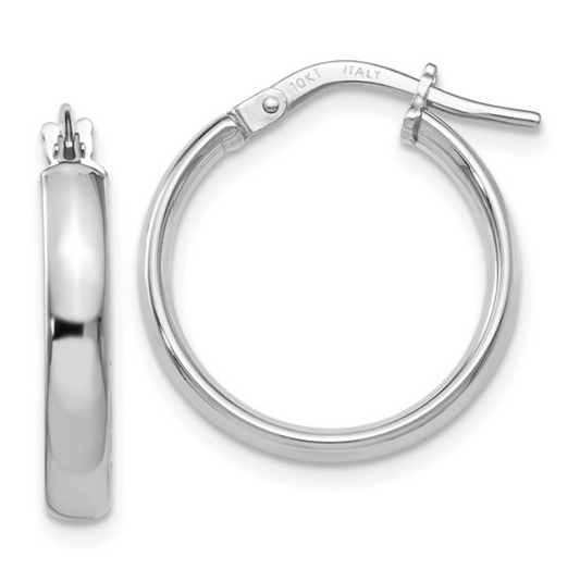 10K White Gold Hoop Earrings