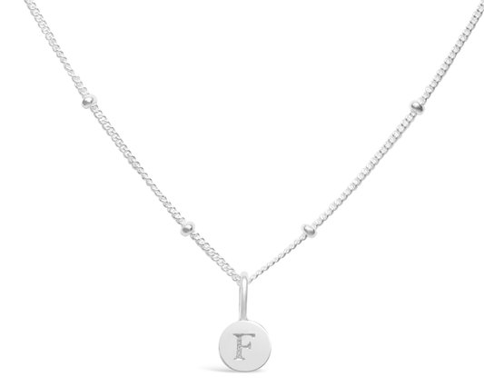 Love Letters Mini Disk Letter Necklace "F"