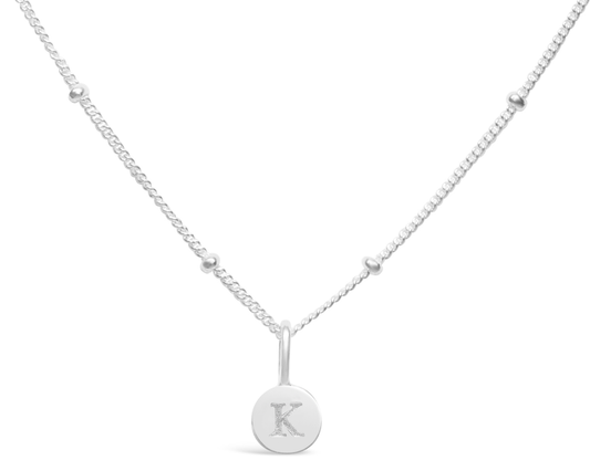 Love Letters Mini Disk Letter Necklace "K"