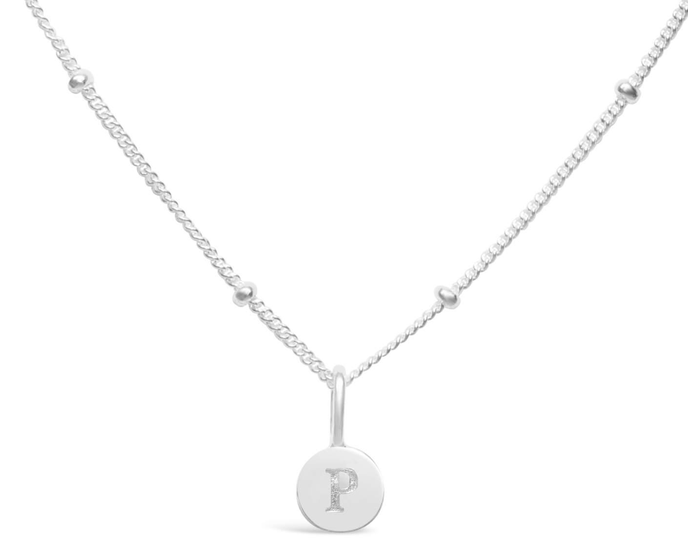 Love Letters Mini Disk Letter Necklace "P"