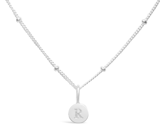 Love Letters Mini Disk Letter Necklace "R"