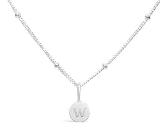 Love Letters Mini Disk Letter Necklace "W"