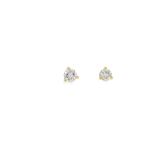 14K YG Natural Diamond Stud Earrings