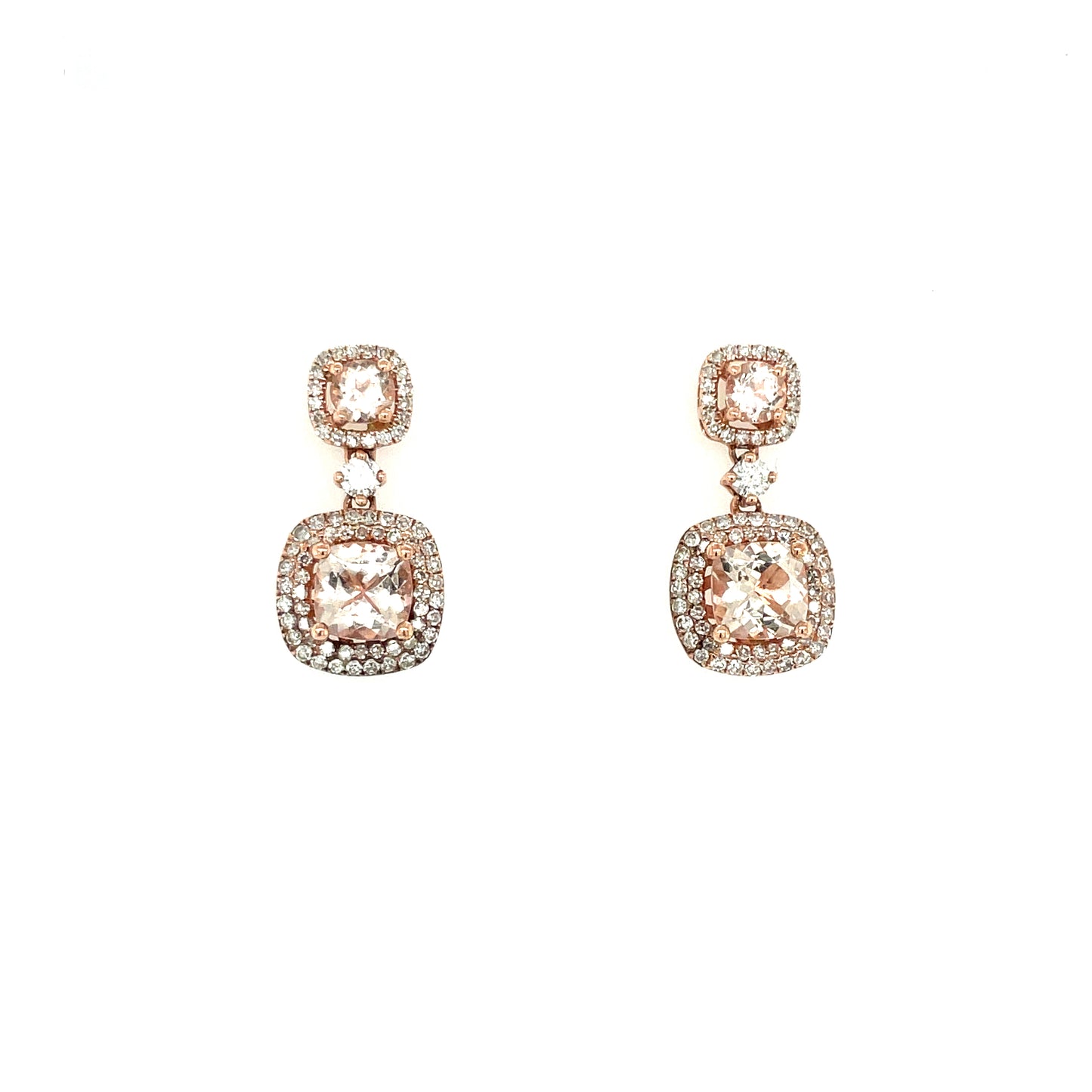 10K Rose Gold, Morganite, & Diamond Earrings