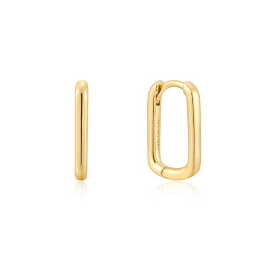 Gold Large Oval Huggie Hoop Earrings