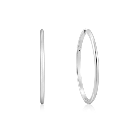 Silver Plain Oversized Hoop Earrings