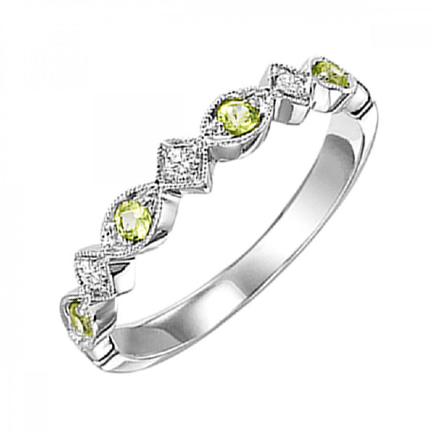 Gold, Peridot, and Diamond Fashion Ring