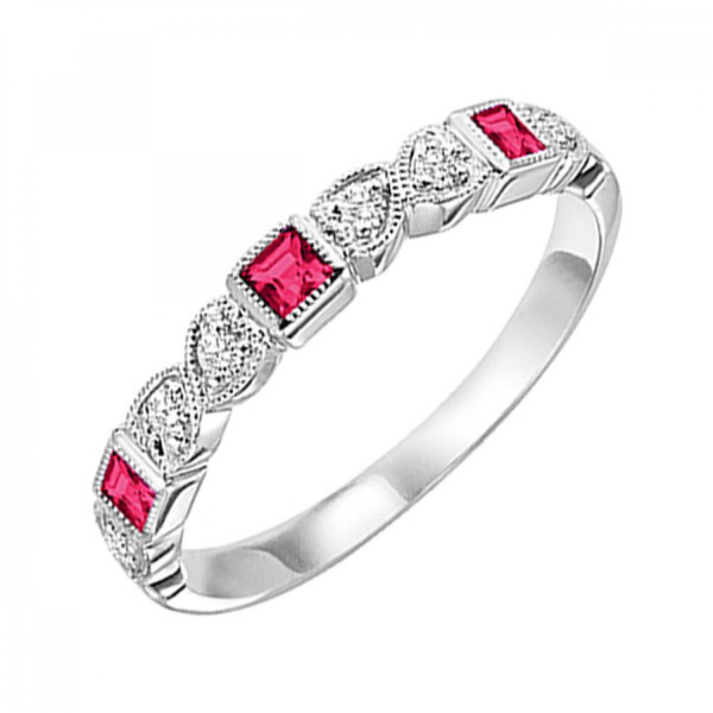 Gold, Ruby, and Diamond Stackable Ring