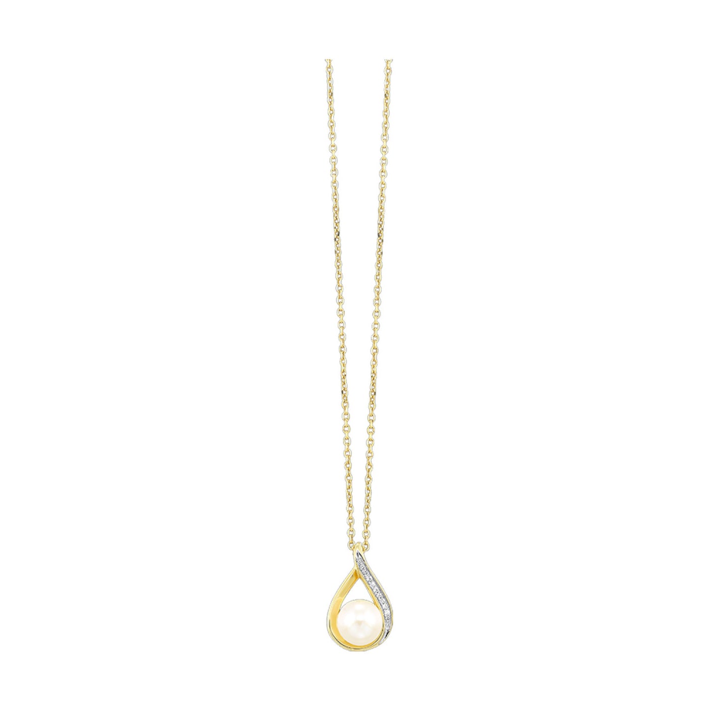 Gold Diamond Pearl Pendant