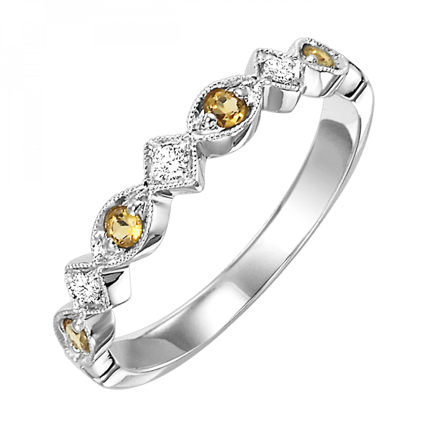 Gold, Citrine, and Diamond Fashion Ring