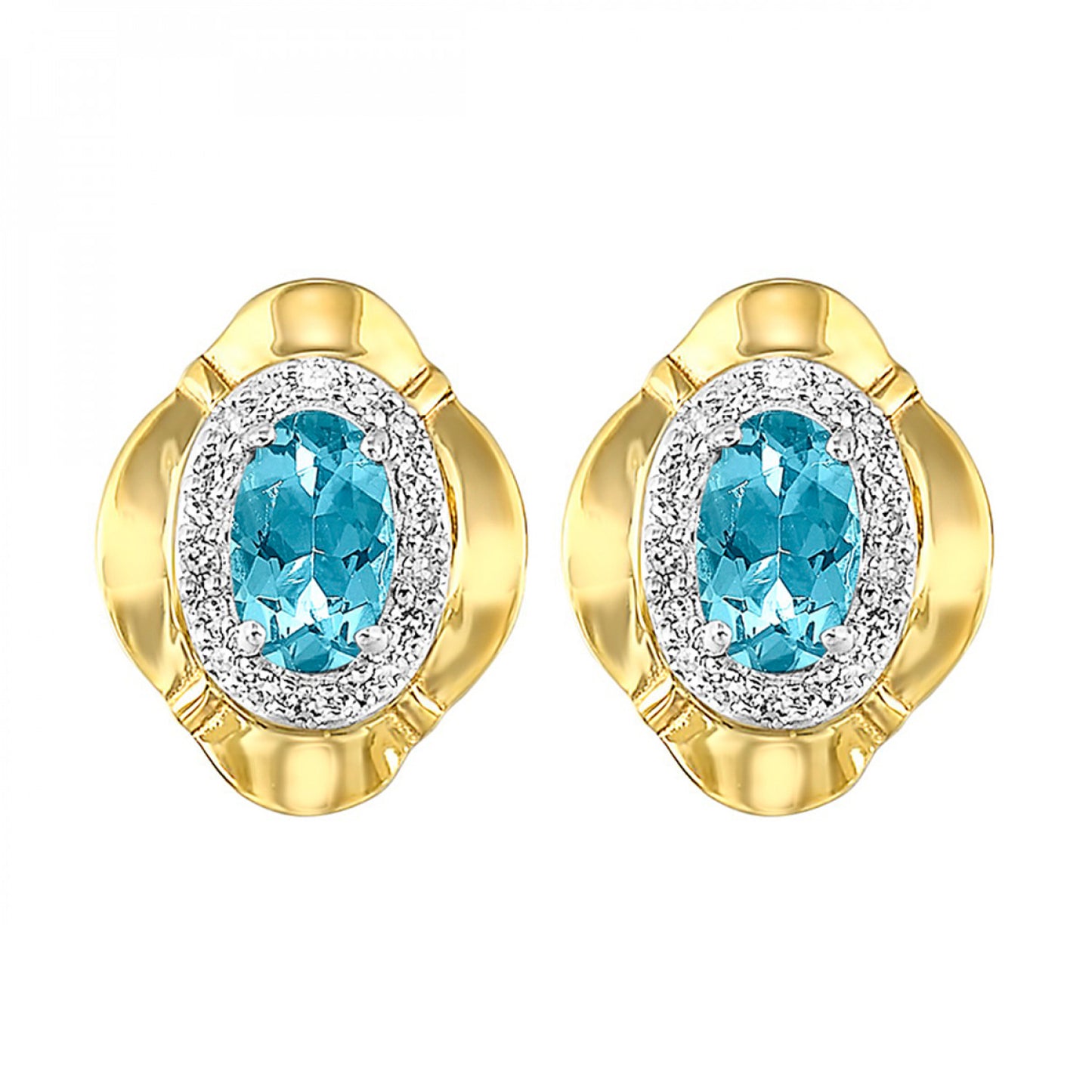 10K Birthstone and Diamond Earrings