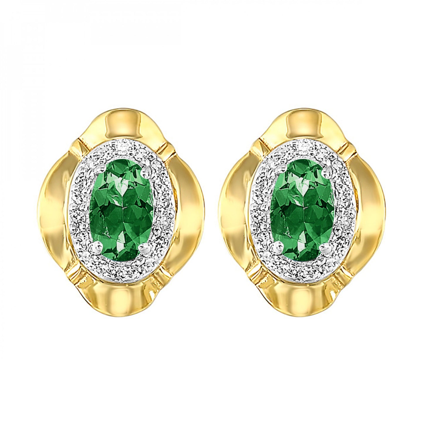 10K Birthstone and Diamond Earrings