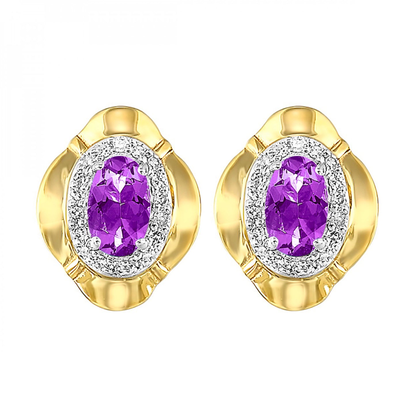 10K Birthstone and Diamond Earrings