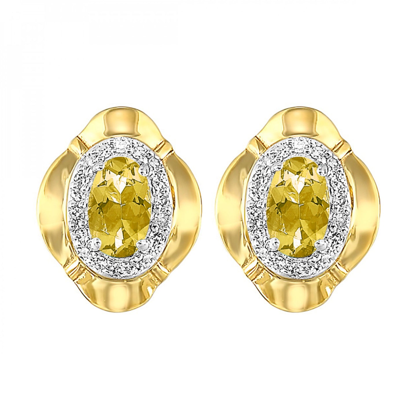 10K Birthstone and Diamond Earrings