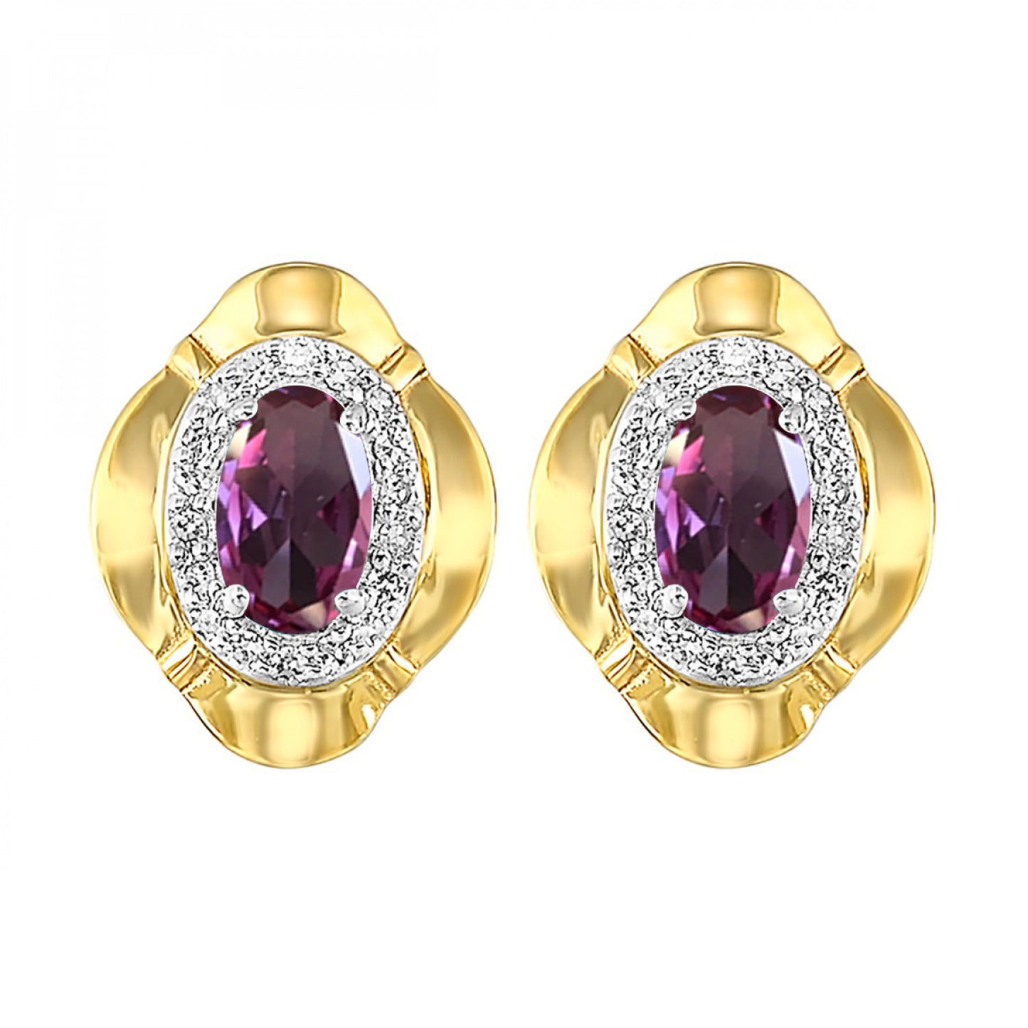 10K Birthstone and Diamond Earrings