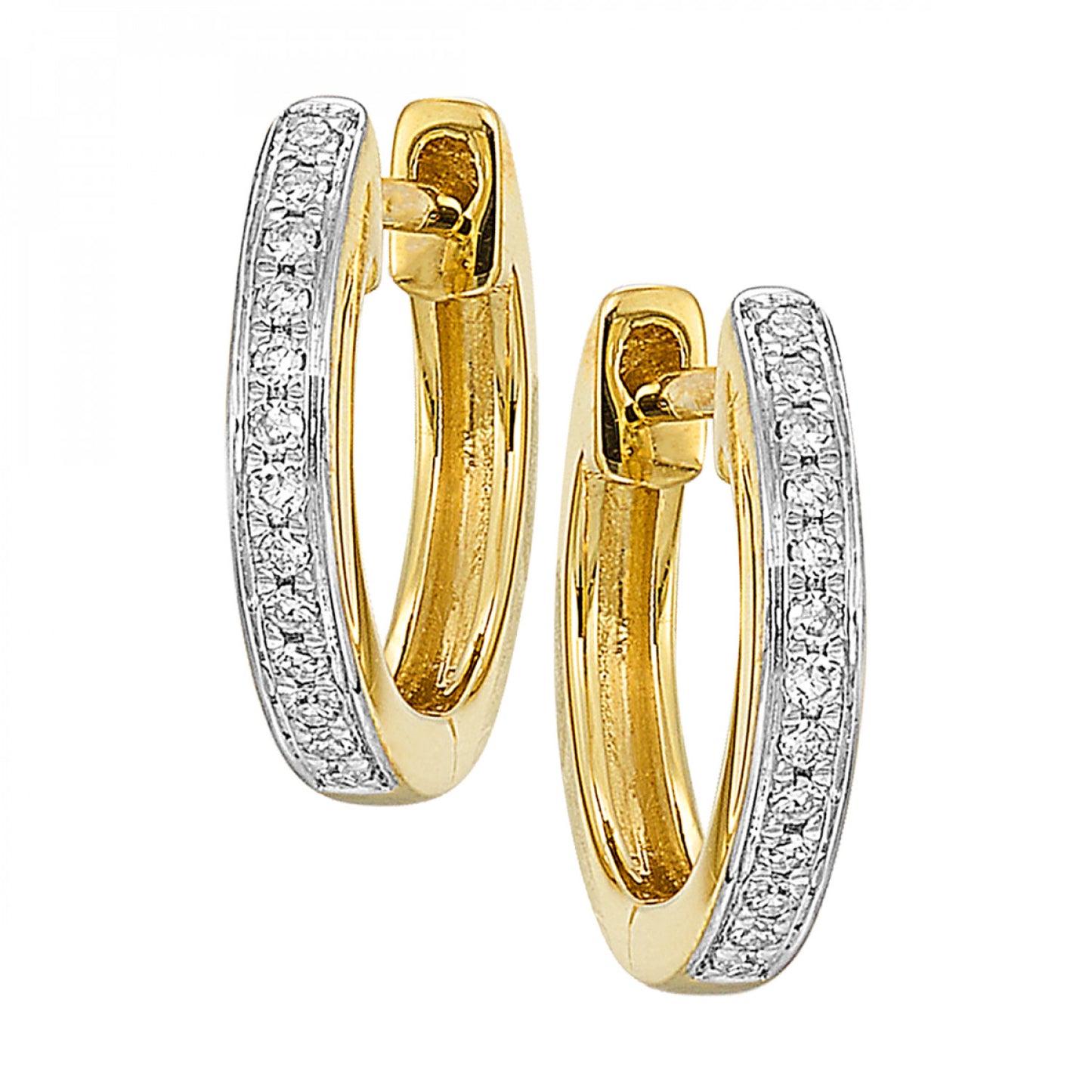 Gold and Diamond Hoop Earrings