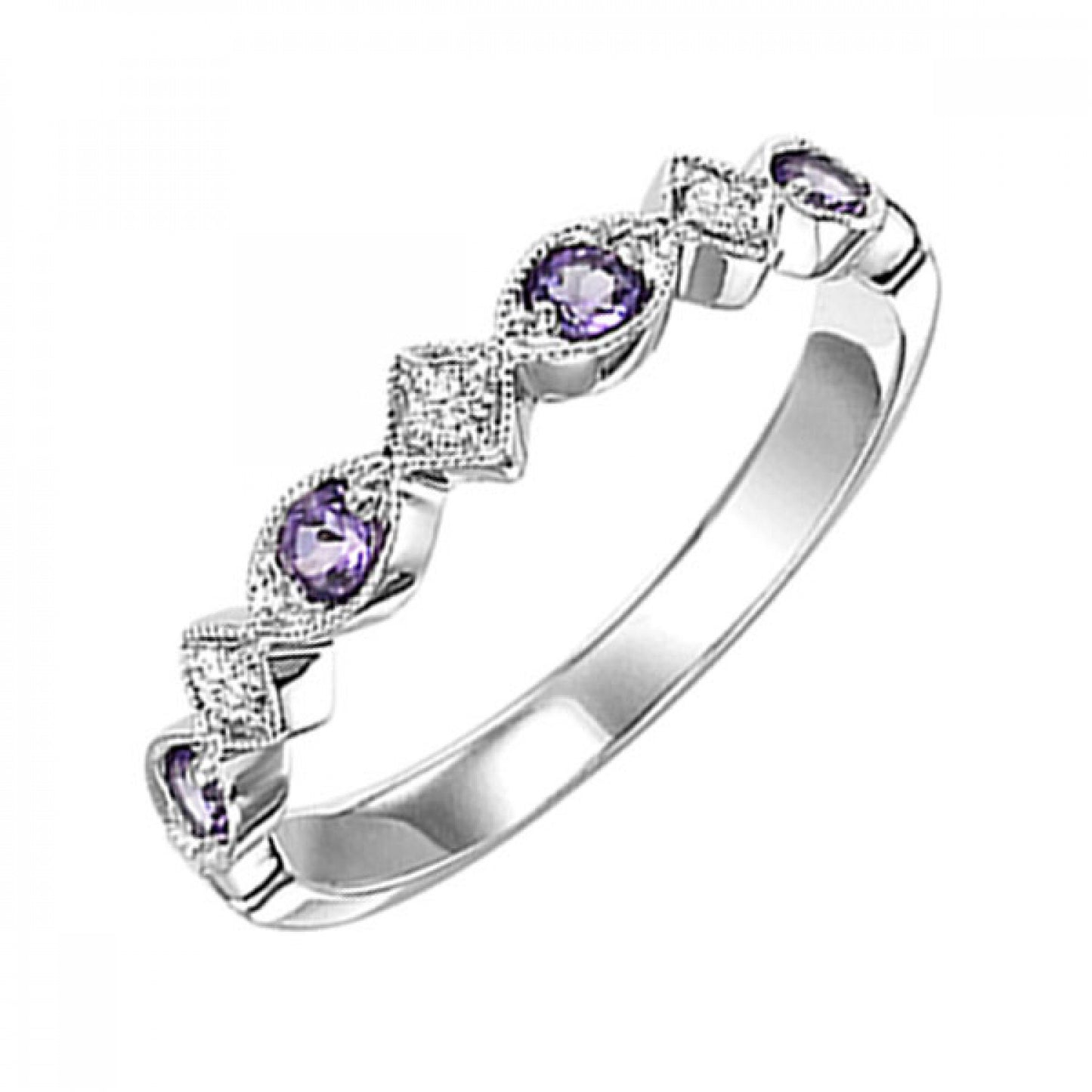 Gold, Amethyst, and Diamond Fashion Ring