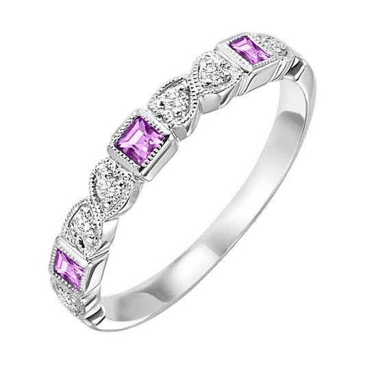 Gold, Pink Sapphire, and Diamond Stackable Ring