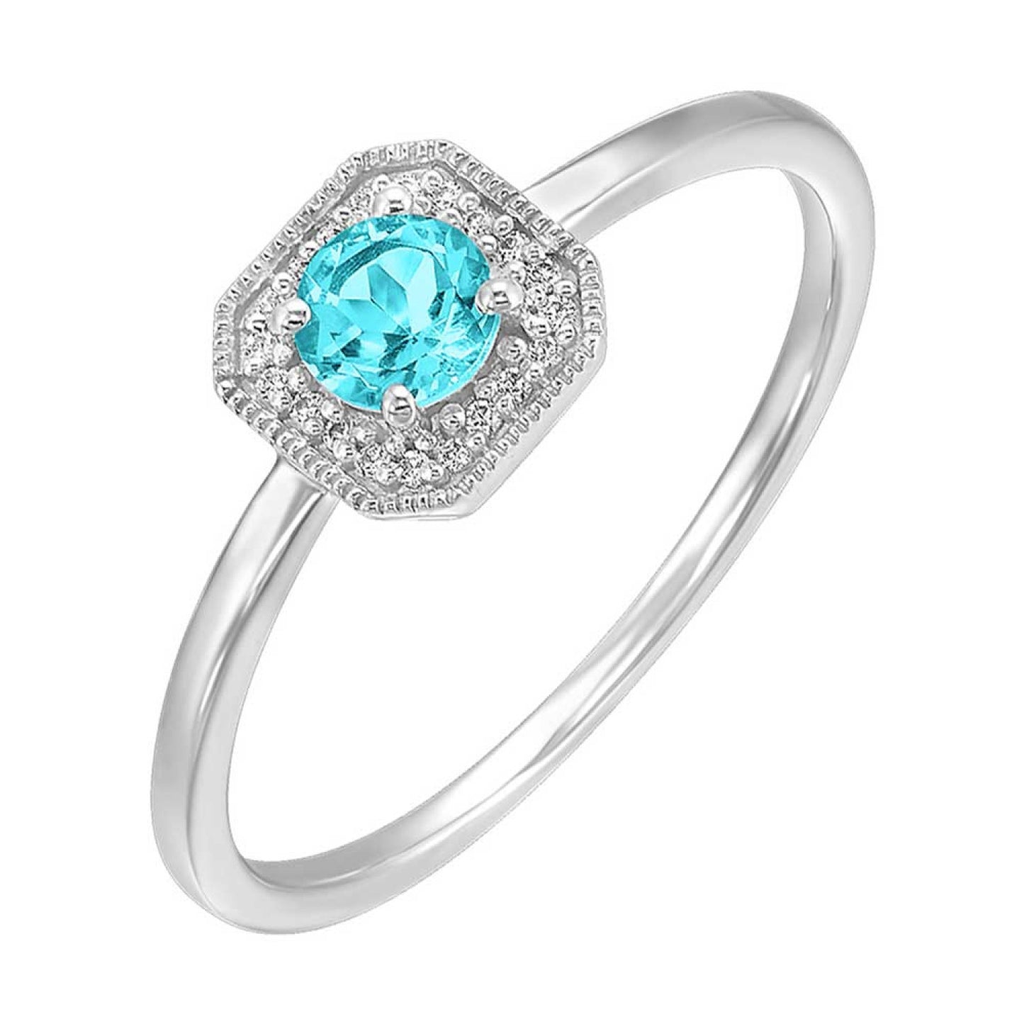 10K Birthstone and Diamond Ring