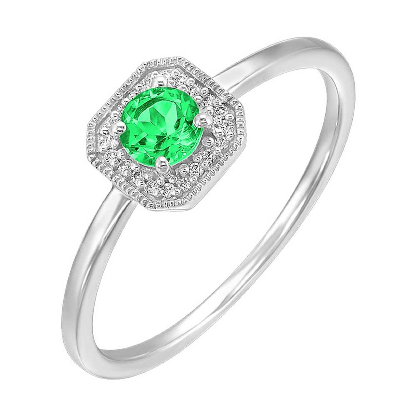 10K Birthstone and Diamond Ring