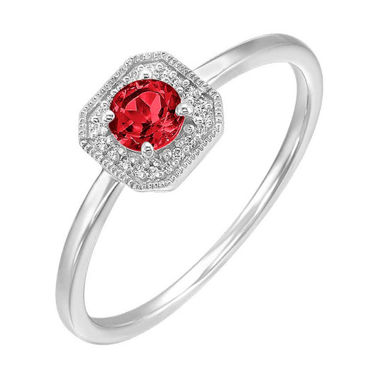 10K Birthstone and Diamond Ring