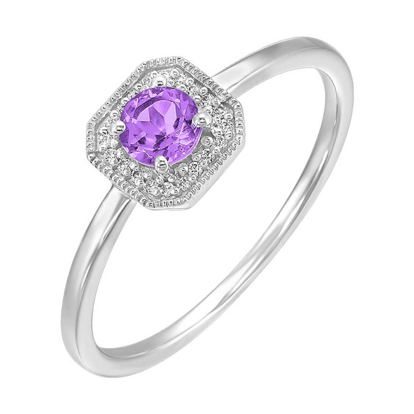 10K Birthstone and Diamond Ring