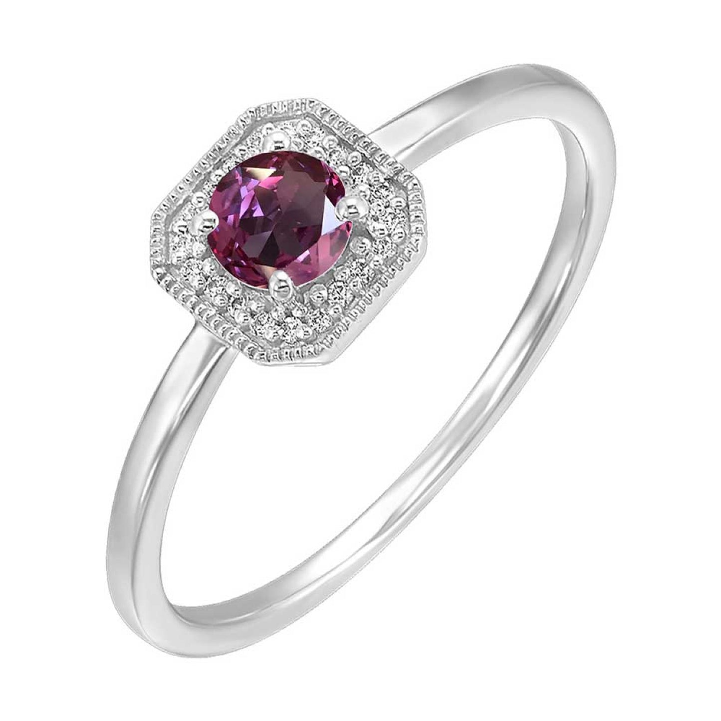 10K Birthstone and Diamond Ring