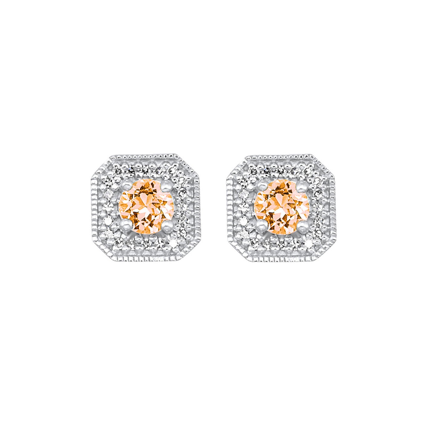 10K Birthstone and Diamond Earrings