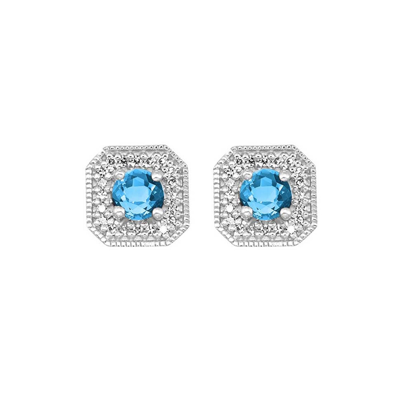 10K Birthstone and Diamond Earrings