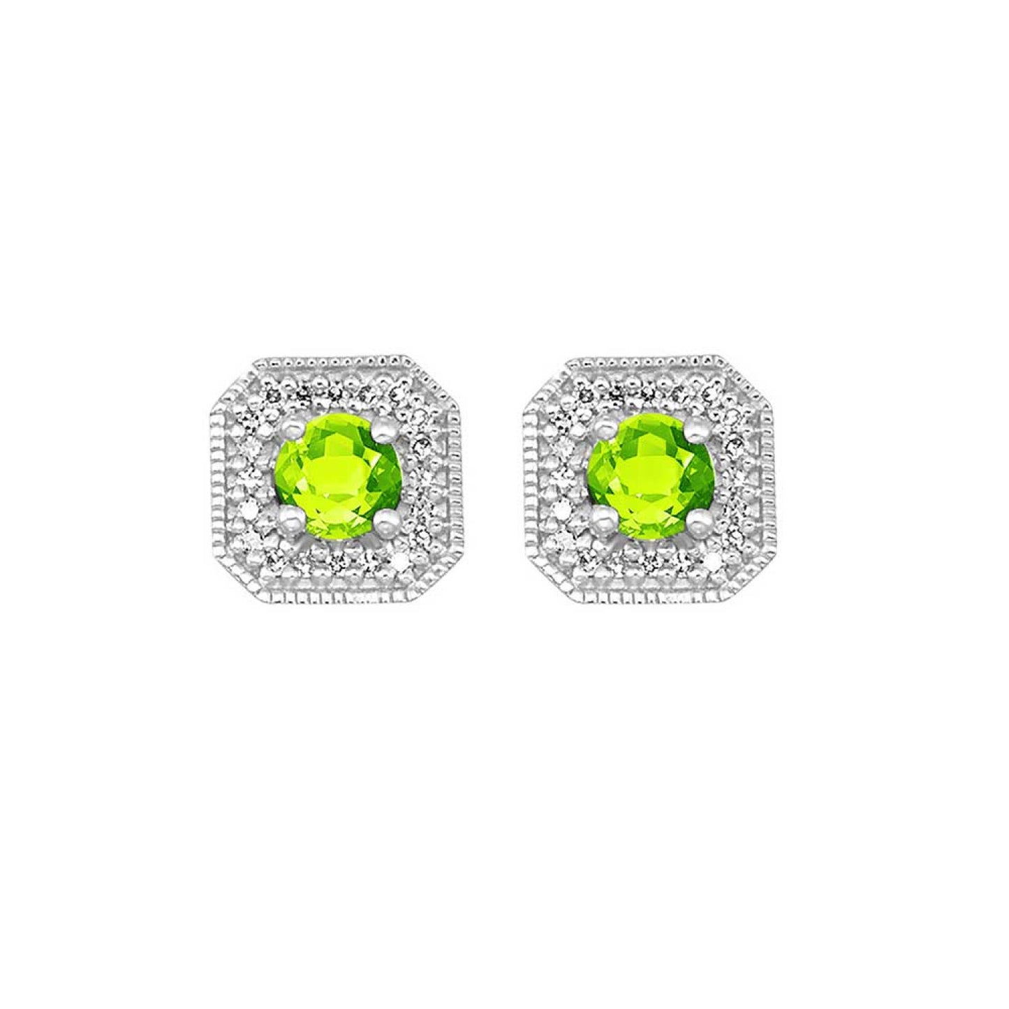 10K Birthstone and Diamond Earrings