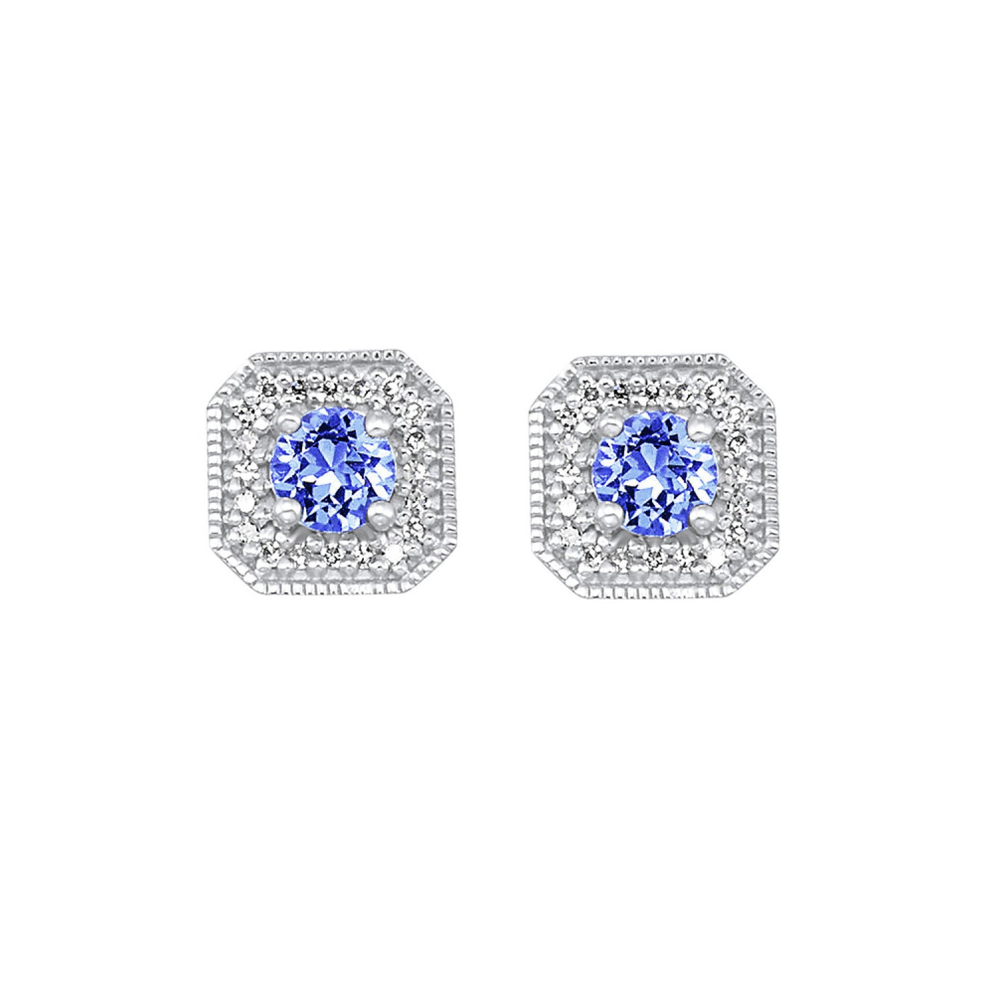 10K Birthstone and Diamond Earrings