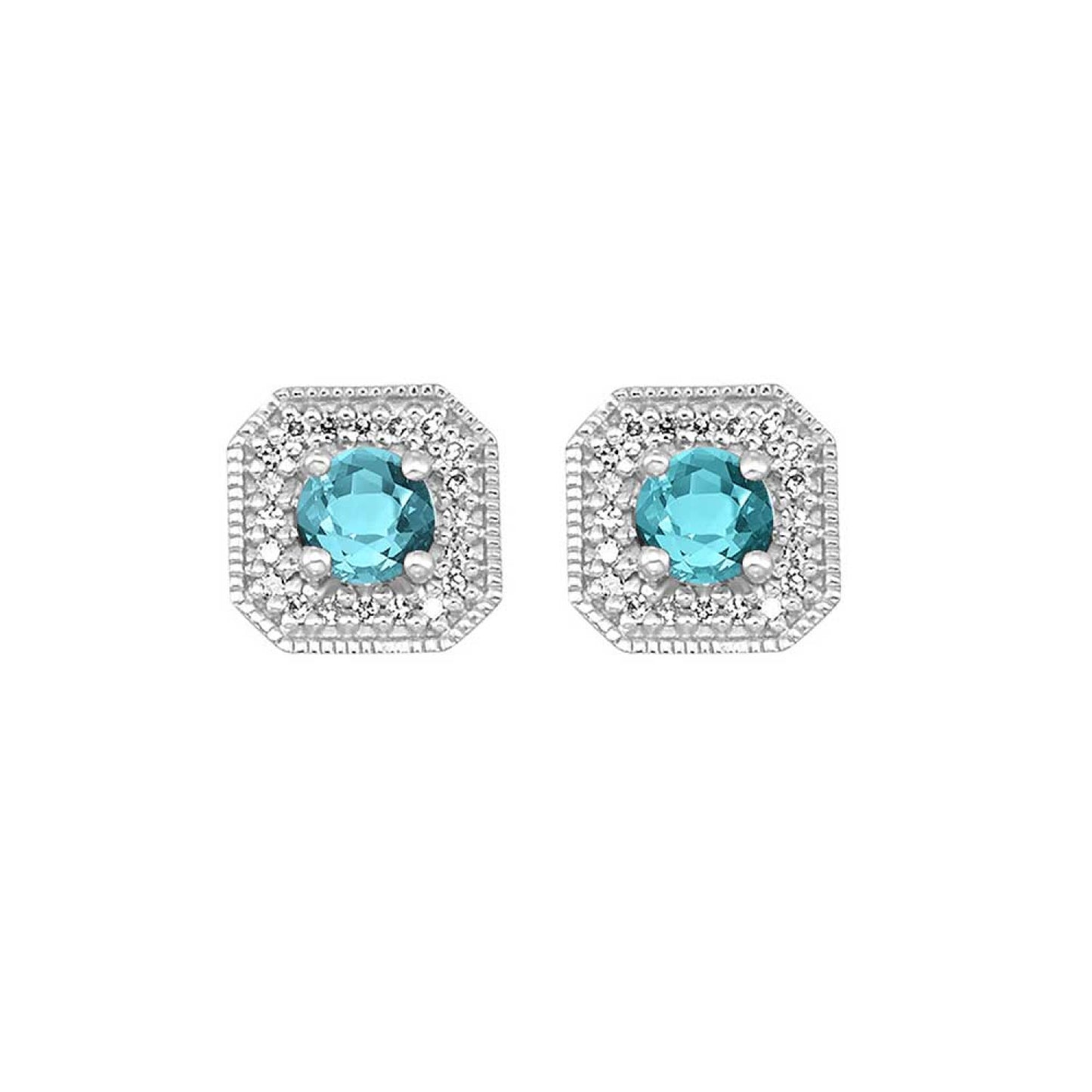 10K Birthstone and Diamond Earrings