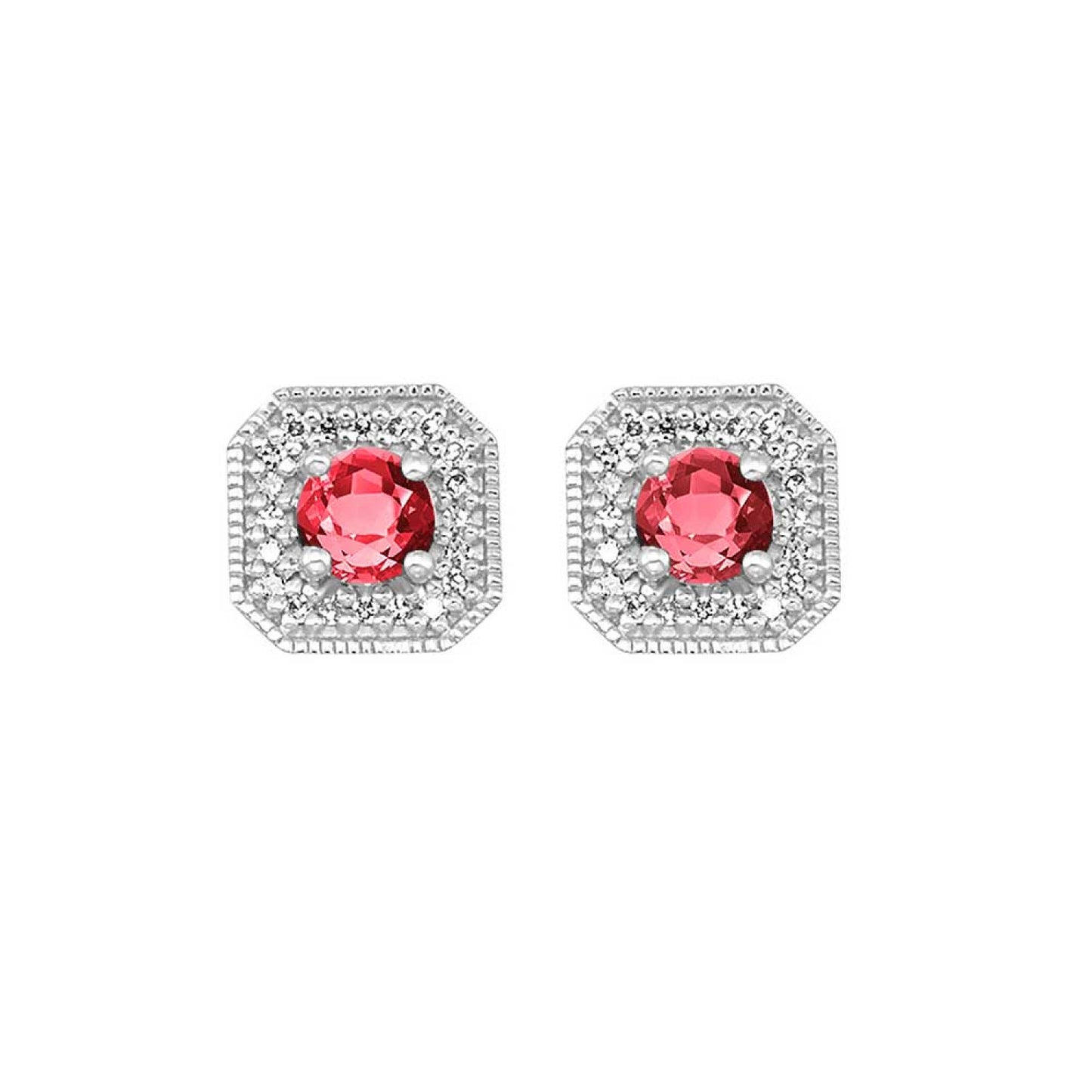 10K Birthstone and Diamond Earrings