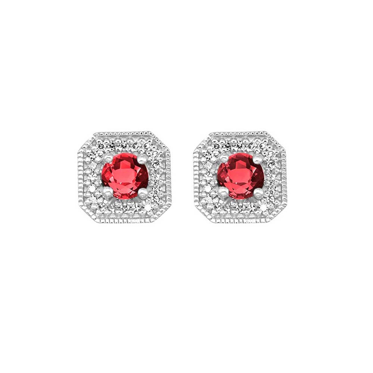 10K Birthstone and Diamond Earrings