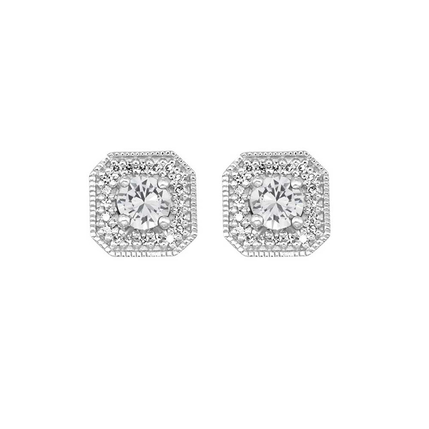 10K Birthstone and Diamond Earrings