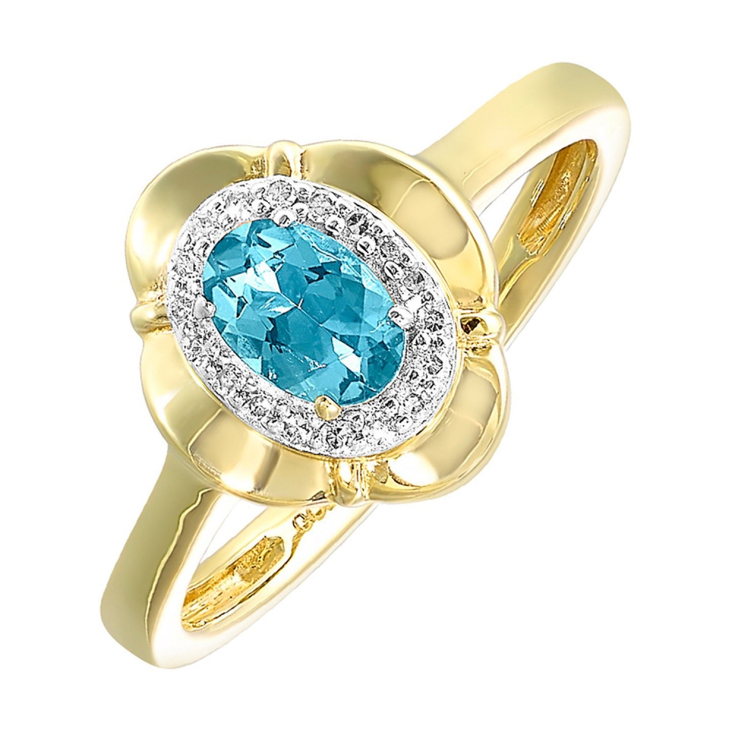 10K Birthstone and Diamond Ring