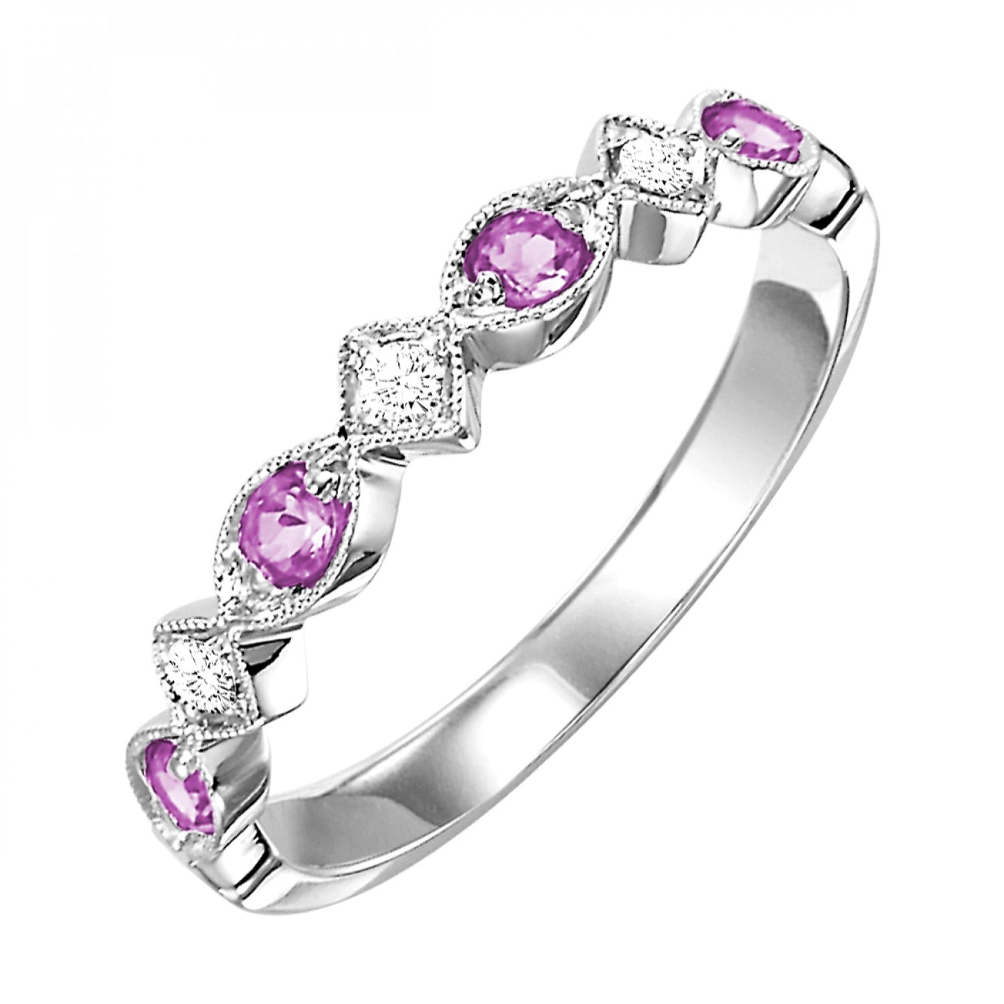 Gold, Pink Sapphire, and Diamond Fashion Ring