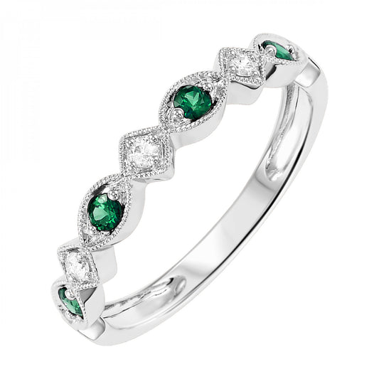 Gold, Emerald, and Diamond Fashion Ring