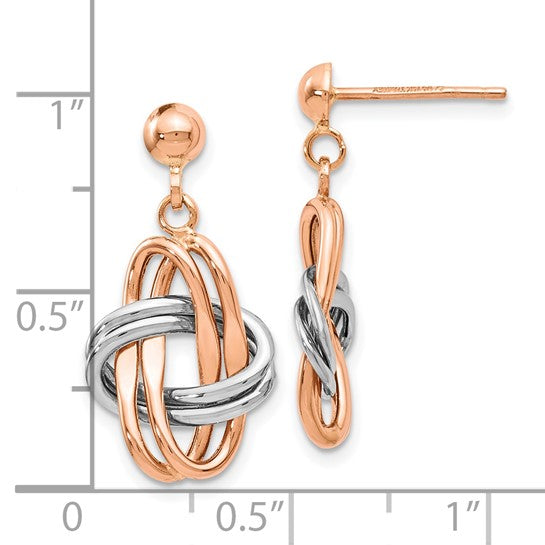 14K Two-tone Post Dangle Earrings