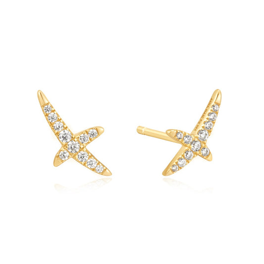 Gold Kiss Pave Stud Earrings