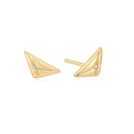 Triangle Gold Tone Kiss Stud Earrings