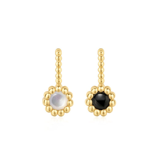 Gold Onyx and Mother of Pearl Earring Charm