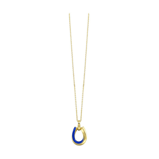 Gold, Diamond, and Blue Ceramic Pendant