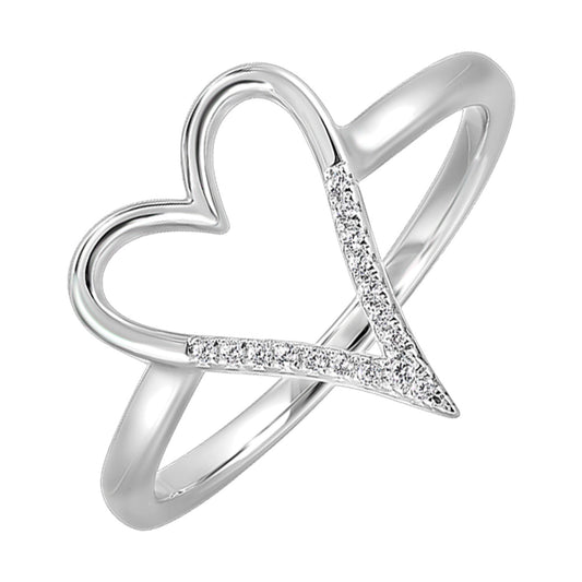 Sterling Silver Diamond Heart Ring