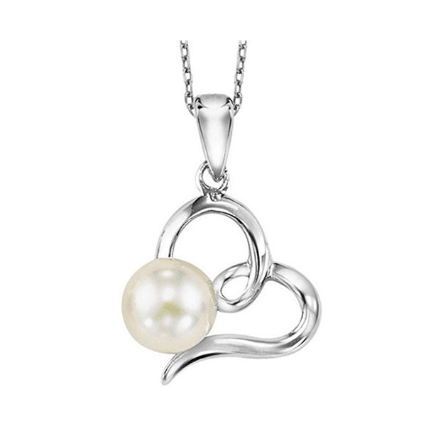 Silver Pearl Heart Pendant