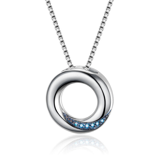 Sterling Silver Blue Diamond Pendant