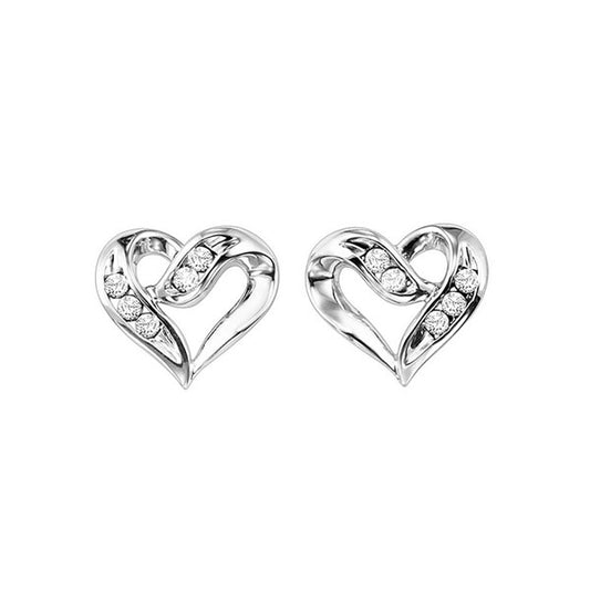 Silver Diamond Heart Earring