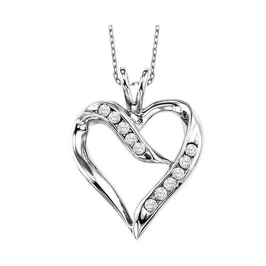 Silver Diamond Heart Pendant