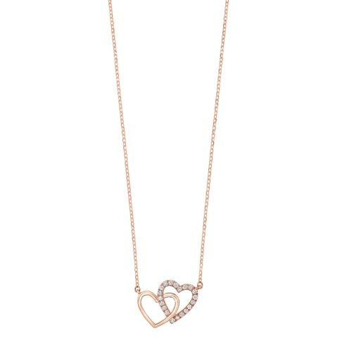 14k Double Heart Diamond Pendant